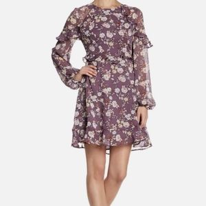 NWT Nordstrom ASTR The Label Purple Floral Ruffle Mini dress size XS